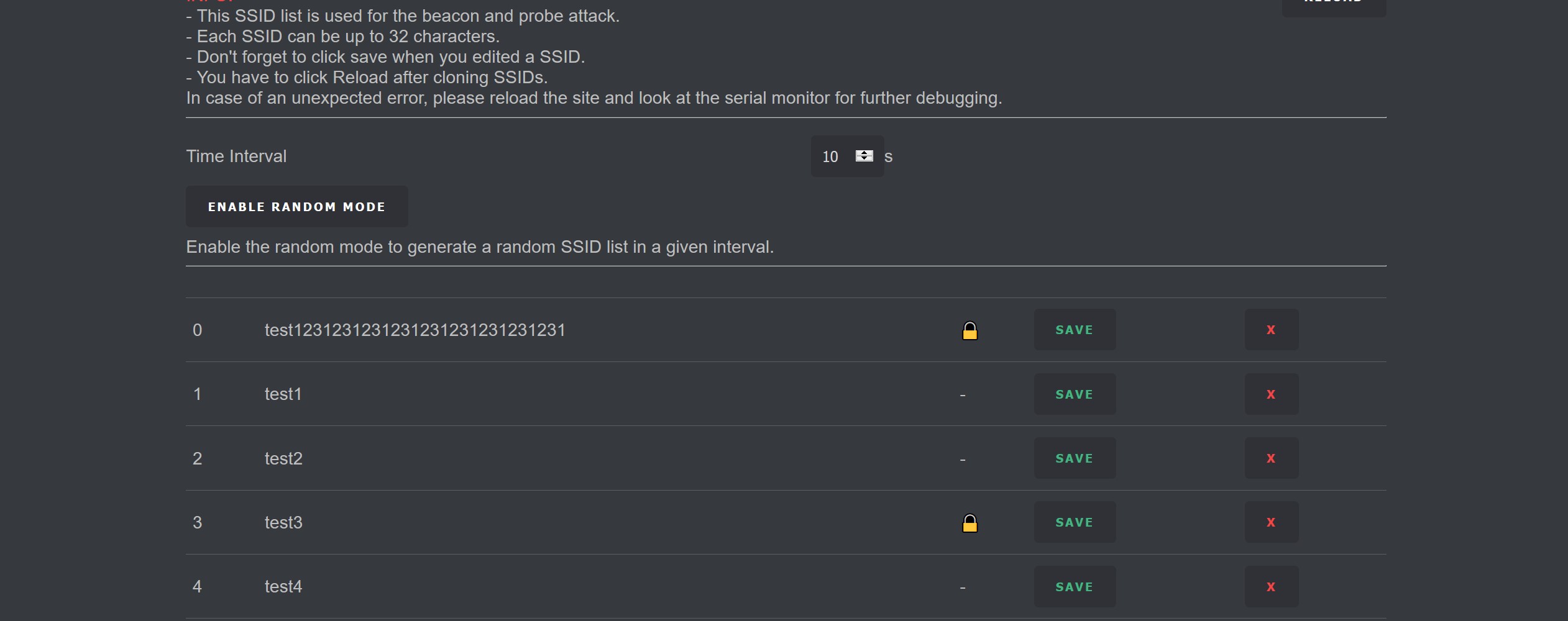 Esp8266 Deauther - SSID Page -2