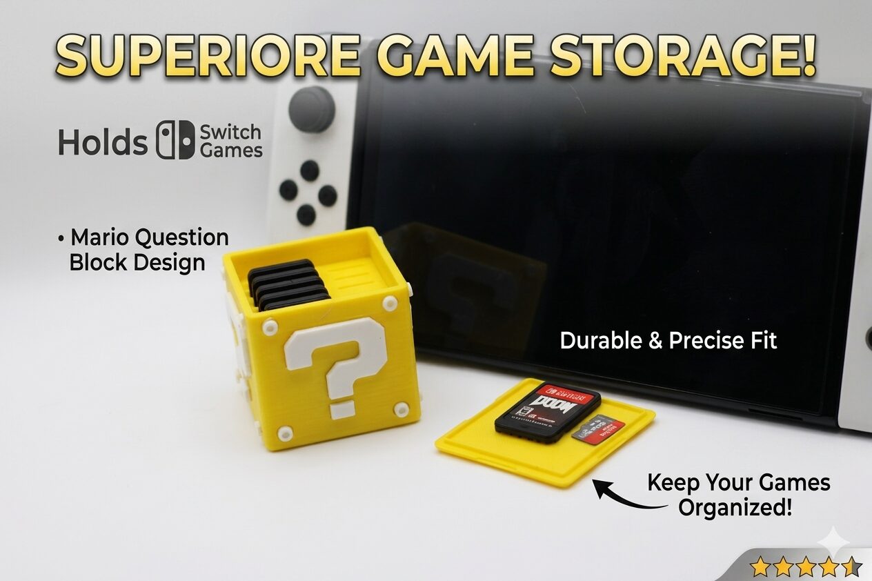 Nintendo Switch SD Card and Game Case Question block Holds 6 games 6 sd cards
