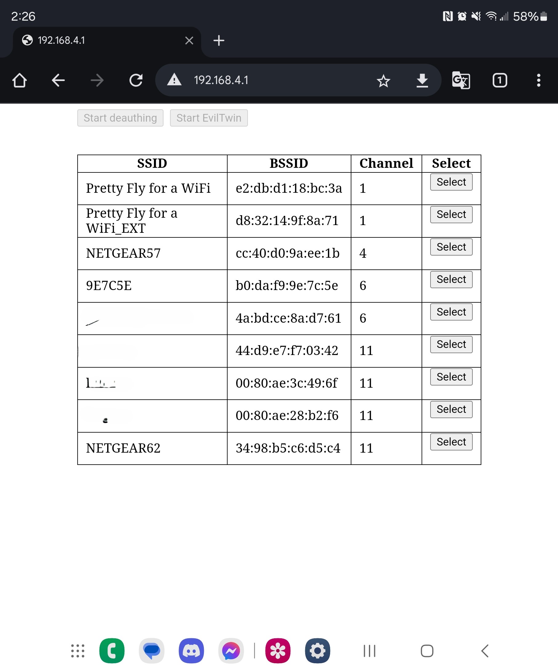 ESP8266 Evil Twin - Main screen